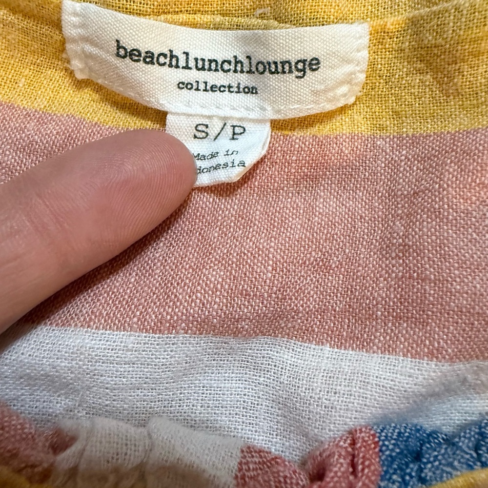 Beachlunchlounge Striped Multicolor Blouse Linen Blend Desert Vibes Sz S - Picture 3 of 8